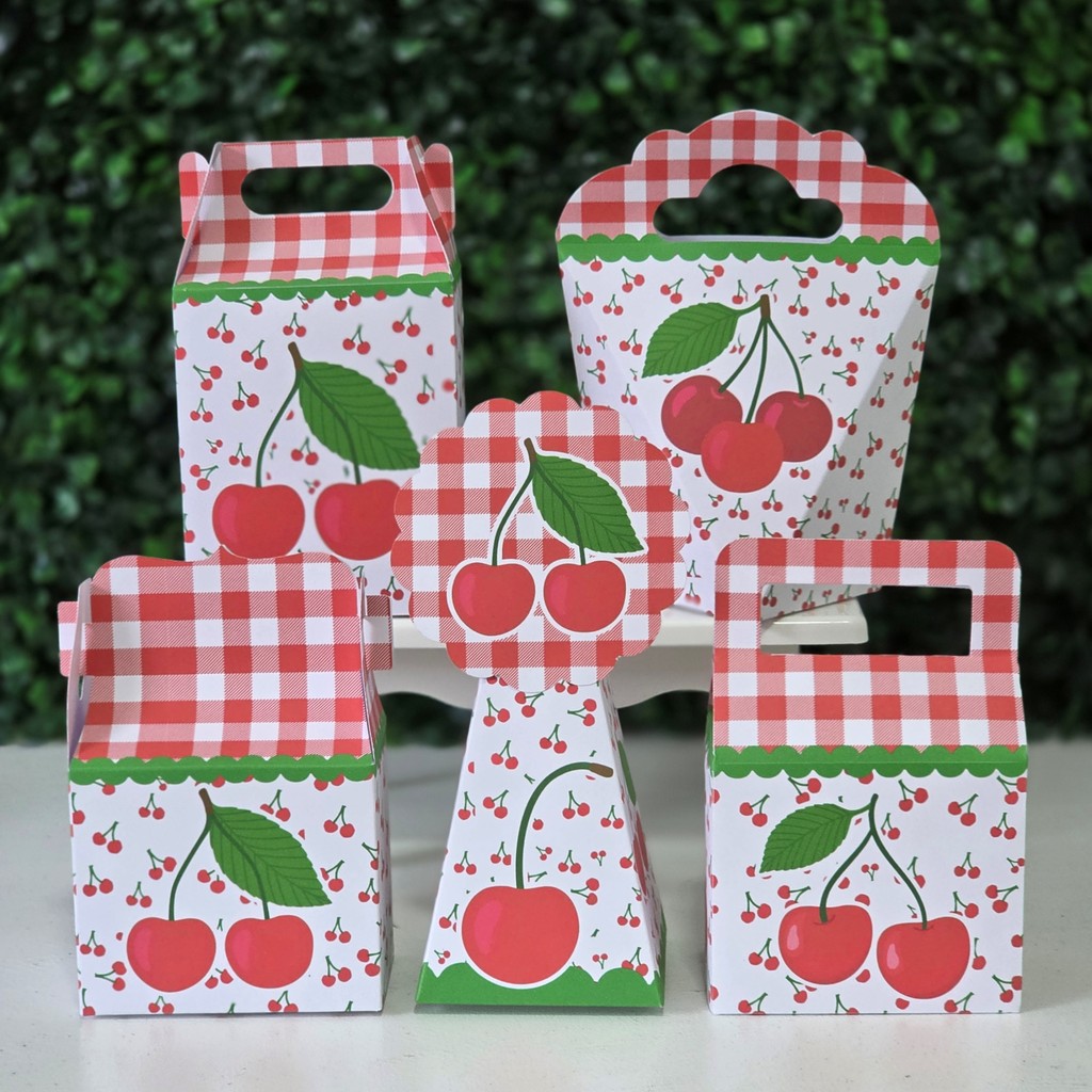 Kit Caixinhas CEREJA CEREJINHA para festa infantis lembrancinhas de aniversario mimos decoração personalizados do tema