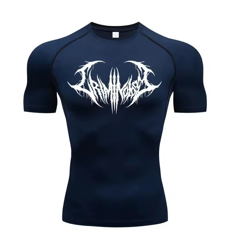 Camiseta De Compressão apertada treino gotica simbolo dark Manga Curta Academia Treino Esportiva Masculino