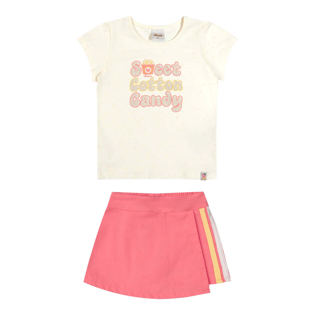 Conjunto Infantil Menina Com Presilha Elian Bege — imagem 2 de 2