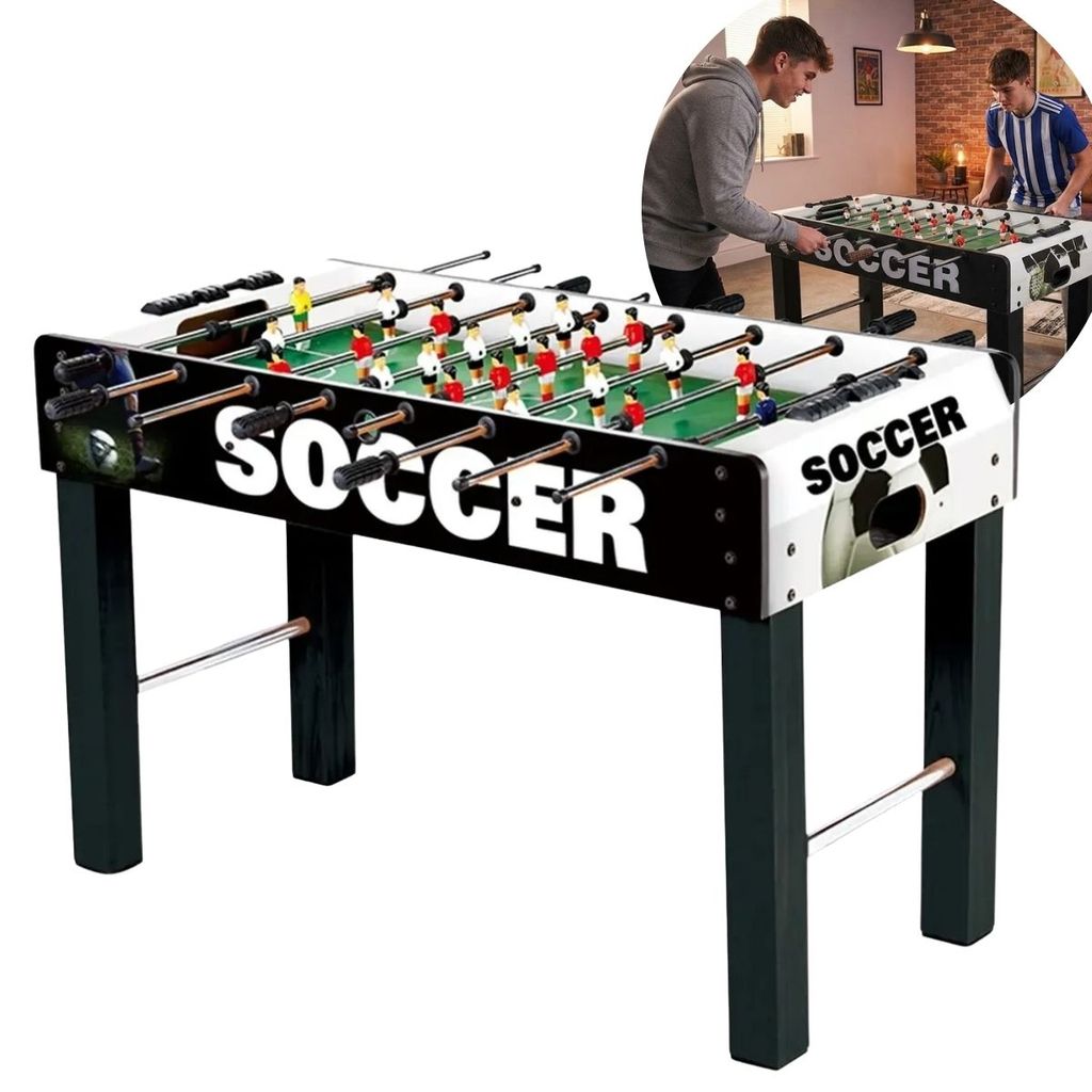 Mesa Pebolim Totó 121cm Adulto Infantil Futebol De Mesa Em MDF Para Casa Sala De Jogos E Lazer