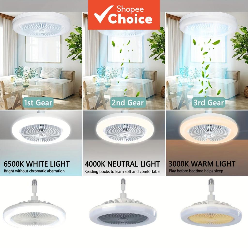 Luzes E26 Base Toda Direcional Ajustável Ventilador De Teto Iluminação Com Controle Remoto De 3 Velocidades E Luz LED In