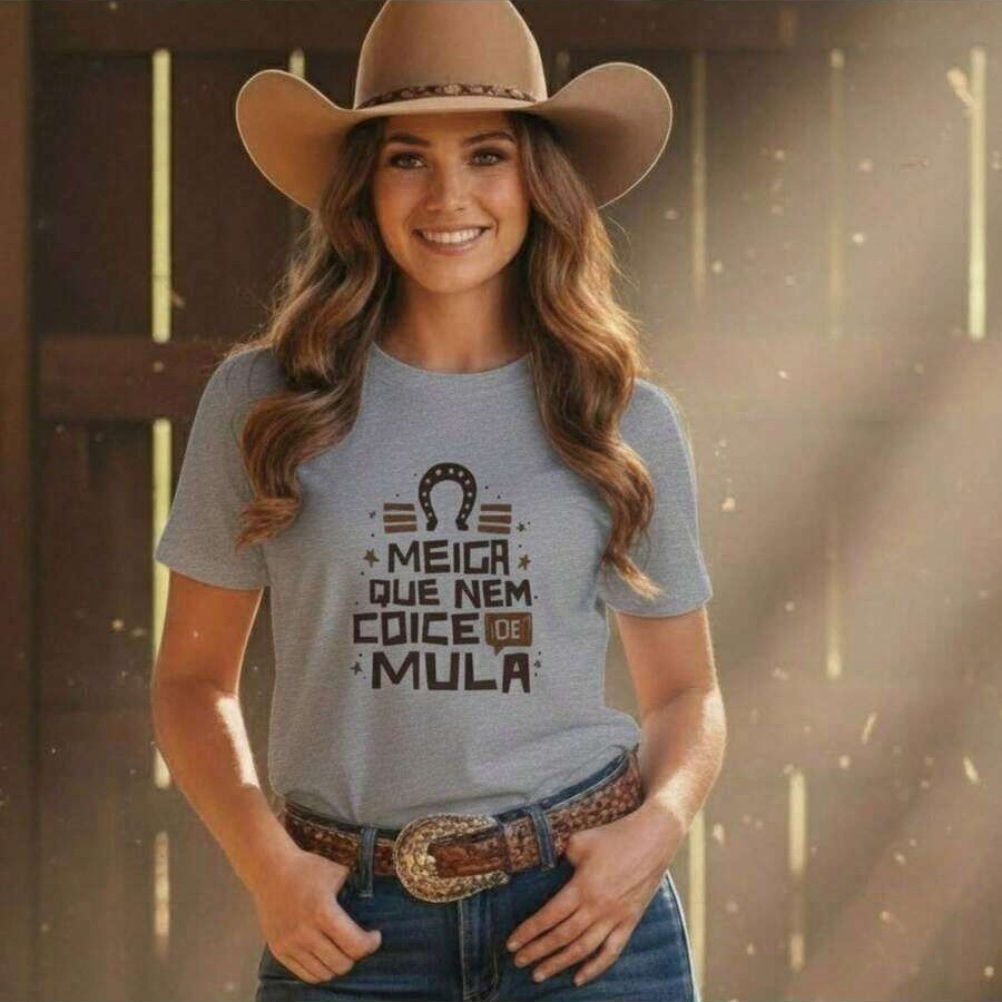 Camiseta Feminina Blusa T Shirt Country Moda Cowgirl Divertida e Estilosa Camisa Estampada Fashion Estiloso Camiseta