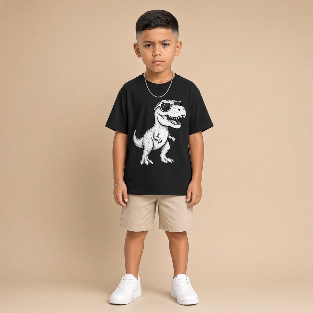 Camiseta Infantil e Juvenil Estampada Dinossauro Oculos 100% Algodão Premium Criança Personalizada Unissex Blusa Jovem