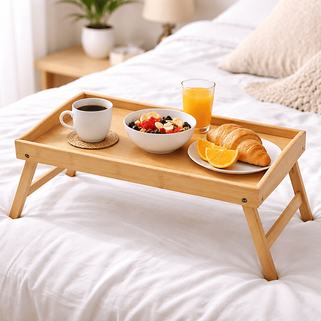 Bandeja Dobrável para Café da Manhã na Cama com Pés 50x30cm