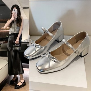 Francês médio grosso salto temperamento Mary Jane sapatos femininos 2025 novo estilo outono estilo britânico com saia pr