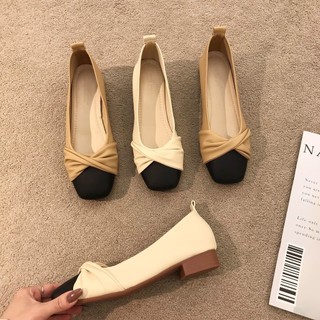 Noite vento temperatura sola macia sapatos colher atacado primavera outono com saia avó plana Mary Jane sapatos feminino