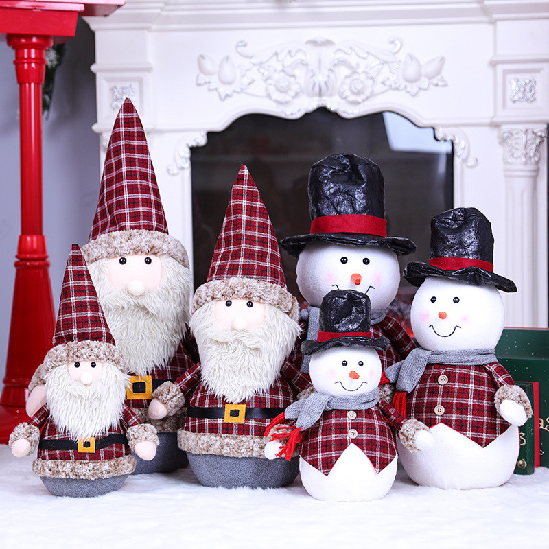 Tecido de natal Santa boneco de neve boneca decoração Hotel Shopping janela decoração adereços