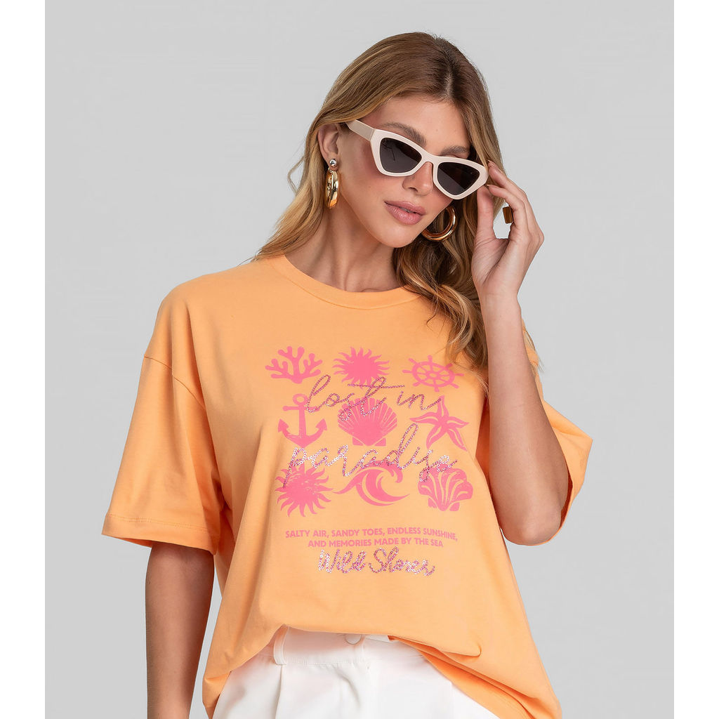 T-Shirt Oversized Feminina Dianna Laranja