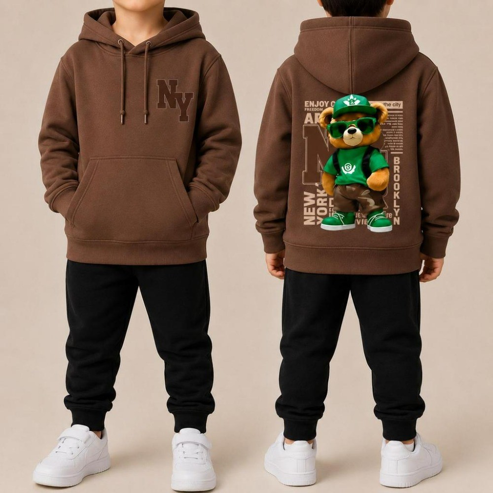 Kit Conjunto Infantil Masculino Gorro Capuz Blusa Masculina Estiloso Casaco 100% Algodão Quentinho