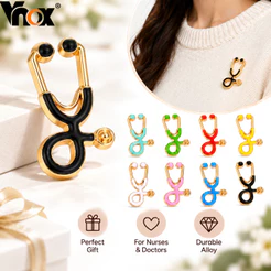 Vnox Estetoscópio Broche Pino Para Enfermeira Médico Liga De Ouro Esmalte Emblema Unissex Presente Moda Jóias