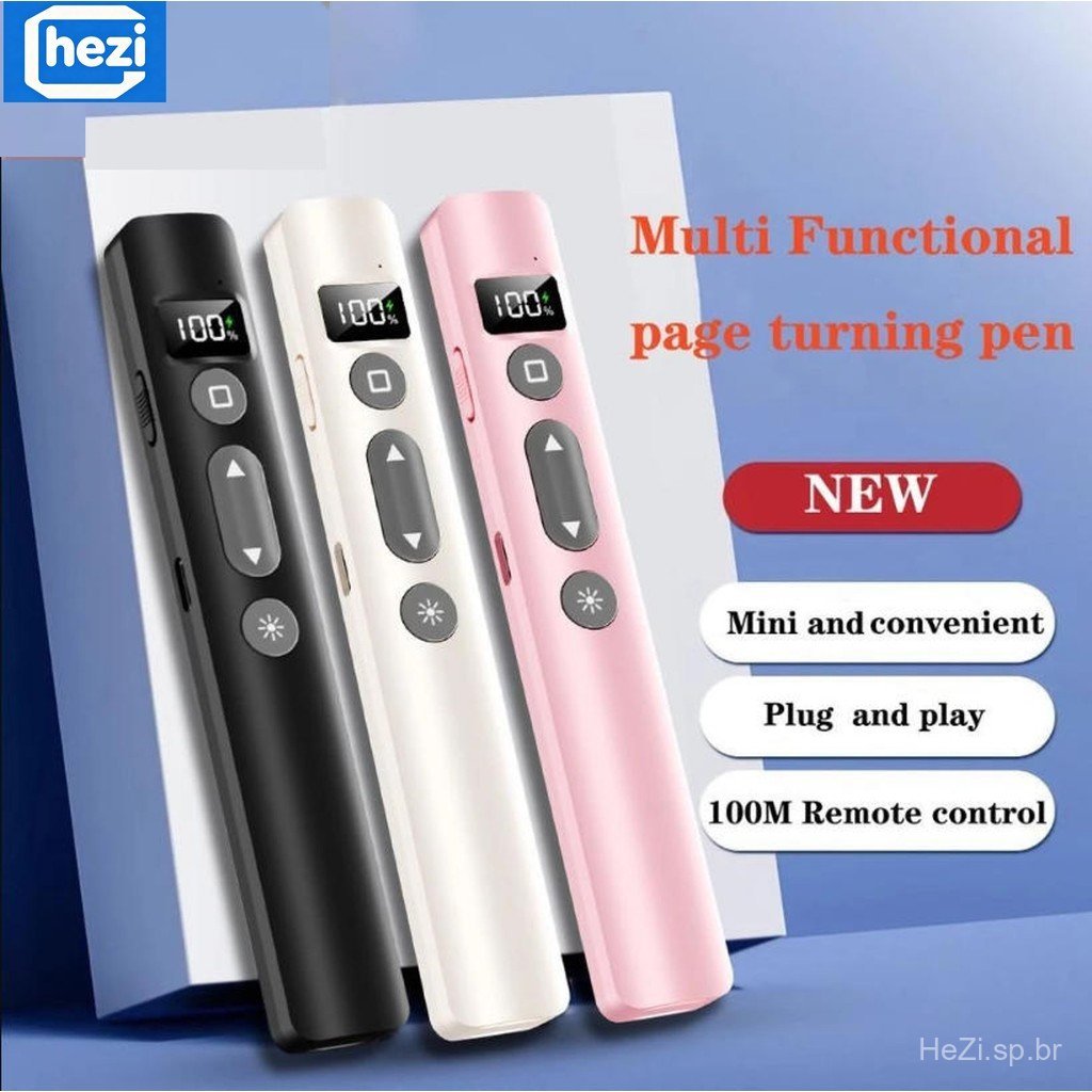 Caneta Apresentadora Digital Sem Fio LED 2.4GHz Adaptador USB C Ponteiro De Controle Remoto Portátil Rosa/Preto/Branco P