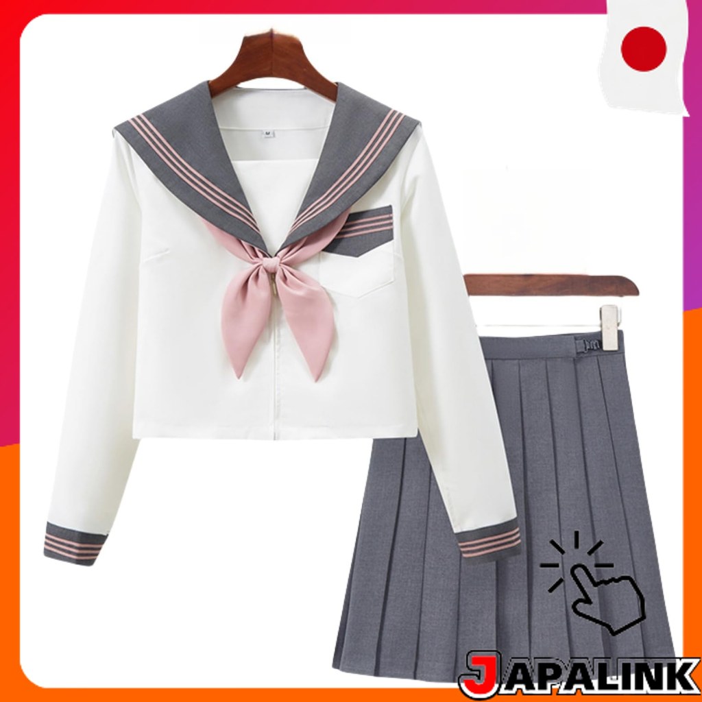 COSSA Fantasia Escolar Feminina Uniforme de Sailor com Saia e Laço 【Direct from Japan】