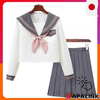 COSSA Fantasia Escolar Feminina Uniforme de Sailor com Saia e Laço 【Direct from Japan】