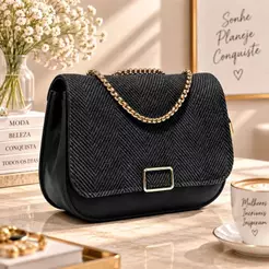 Bolsa Feminina Elegante Com Corrente Dourada Bolsa De Ombro Pequena Texturizada Estilo Chic Para Festa E Dia A Dia