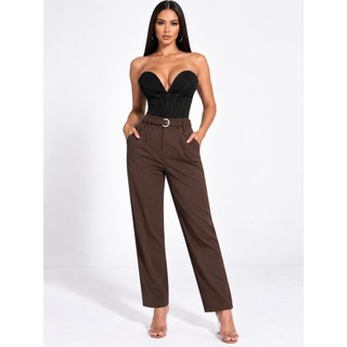 Calça Feminina de Alfaiataria com Cinto e Cintura Alta