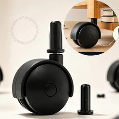 Kit 10 Rodinhas Giratórias 40mm Pino 6mm Com Bucha Preto