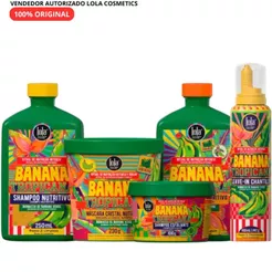 Monte Seu Kit Banana Tropicana Lola Cosmetics: Shampoo, Esfoliante, Máscara, Leave-In Chantilly ou Condicionador 250g