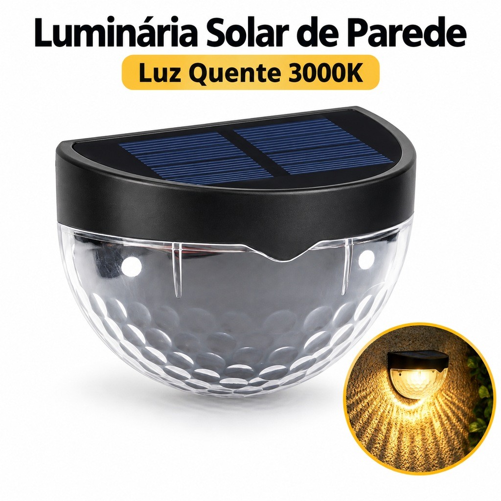 Kit 2 4 6 Luminárias Solares LED de Parede para Área Externa Jardim Quintal Escada Varanda