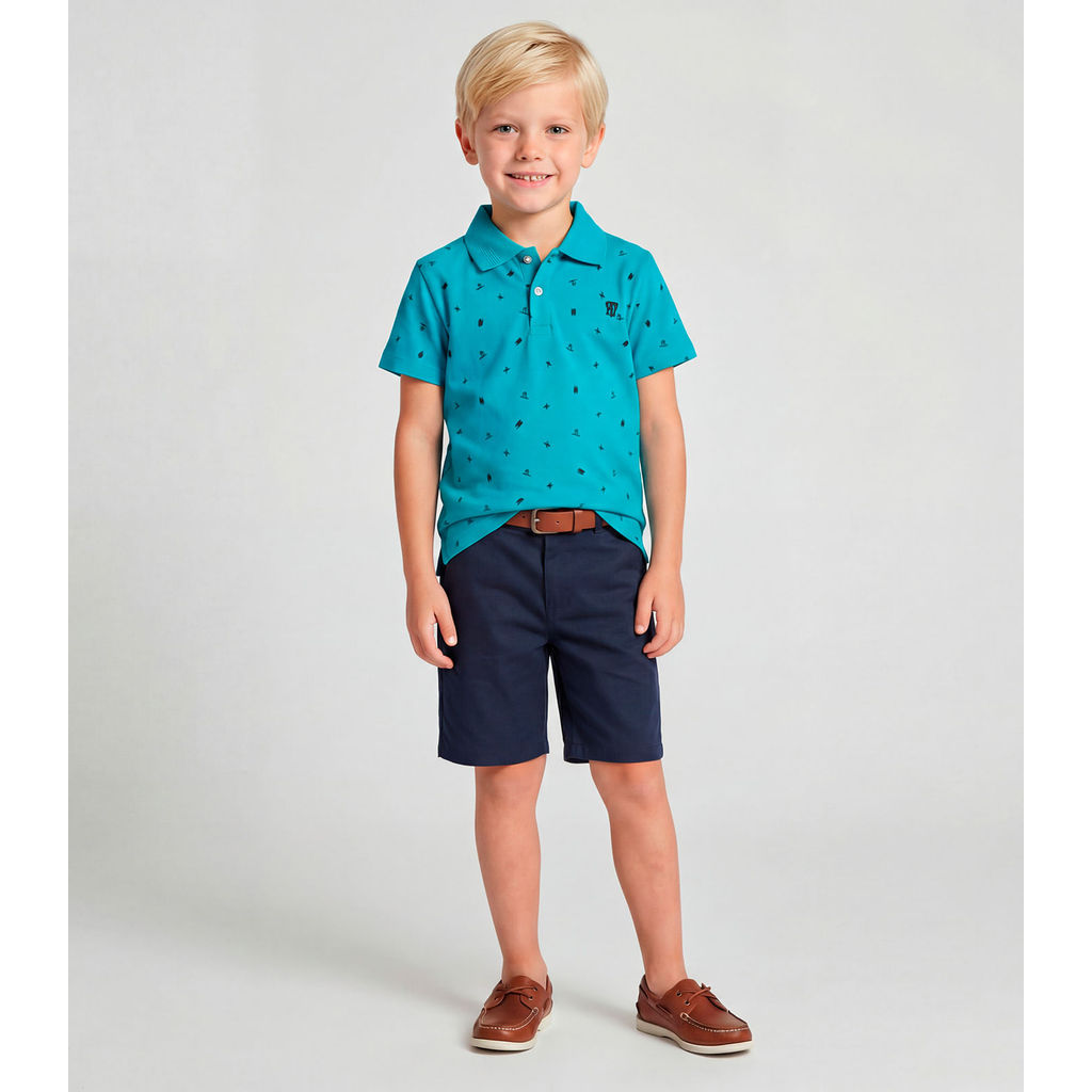 Conjunto Polo com Bermuda Trick Nick Azul