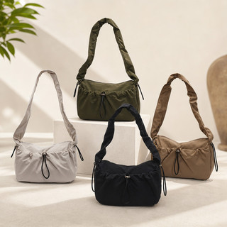 Bolsa Crossbody Feminina Bolsa De Ombro Impermeável De Nylon Multi-Zíper Bolsa De Ombro Anti-Roubo Com Vários Bolsos - M