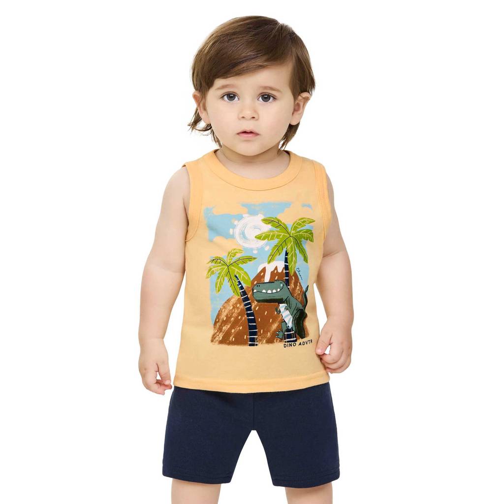 Conjunto Bebê Menino Aventura Curto Elian Amarelo