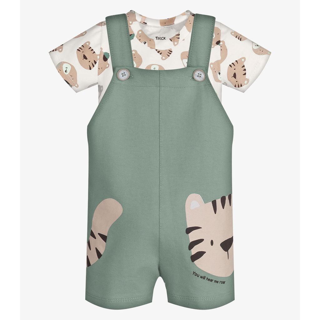 Conjunto Infantil Camiseta E Jardineira Trick Nick Verde