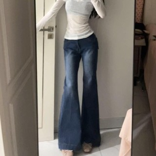 Estilo tamanho grande y2k Millennium Hot Girl Jeans baixos mulheres usam calças de chão Micro-queimadas de ajuste fino