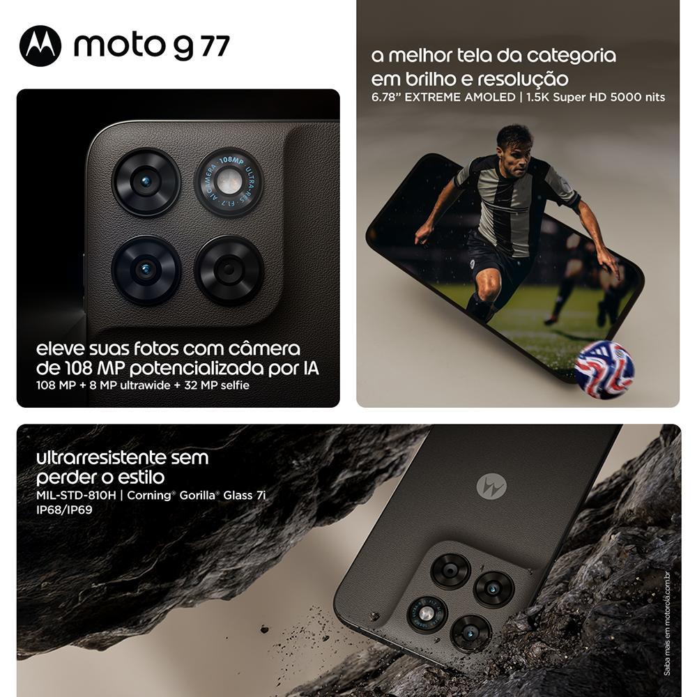 Smartphone Motorola Moto G77 5G 256GB (8GB RAM + 16GB RAM Boost) Câmera Traseira 108MP + 8MP Selfie 32MP 6.8" - Marrom — imagem 2 de 2