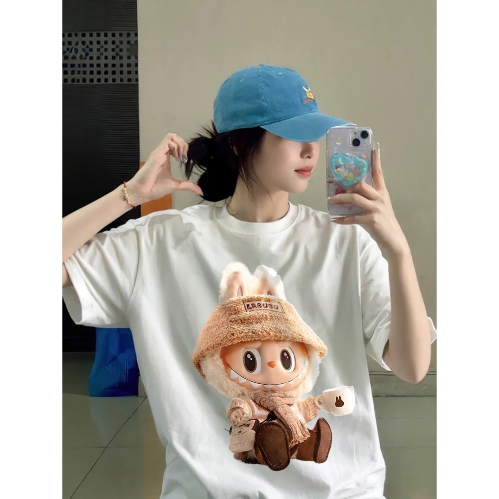 [Camiseta Premium Algodão Puro]LA Plus Size Unissex-Oversized Confortável Estilo Casual Camiseta Tecido Respirável#F7474