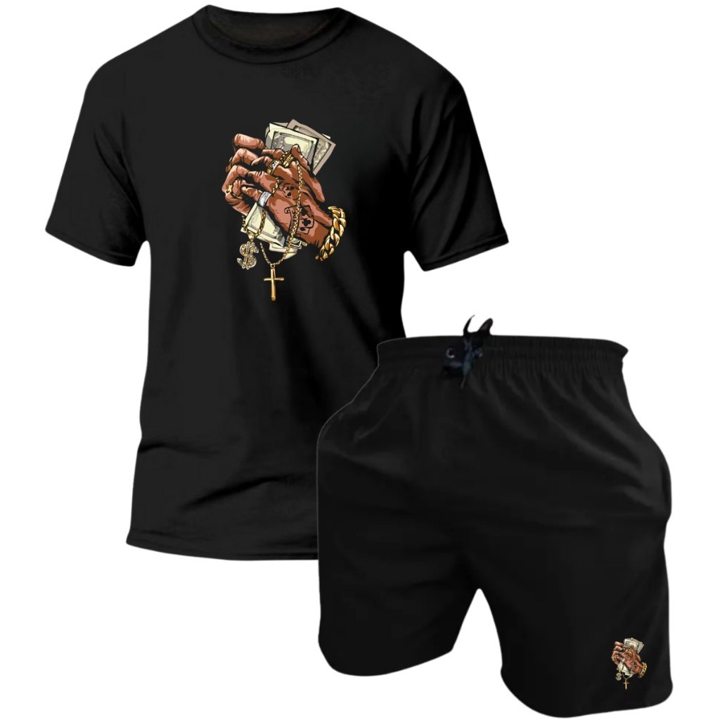 Kit Camisa e Bermuda Masculina Estampada Lançamento Elegante
