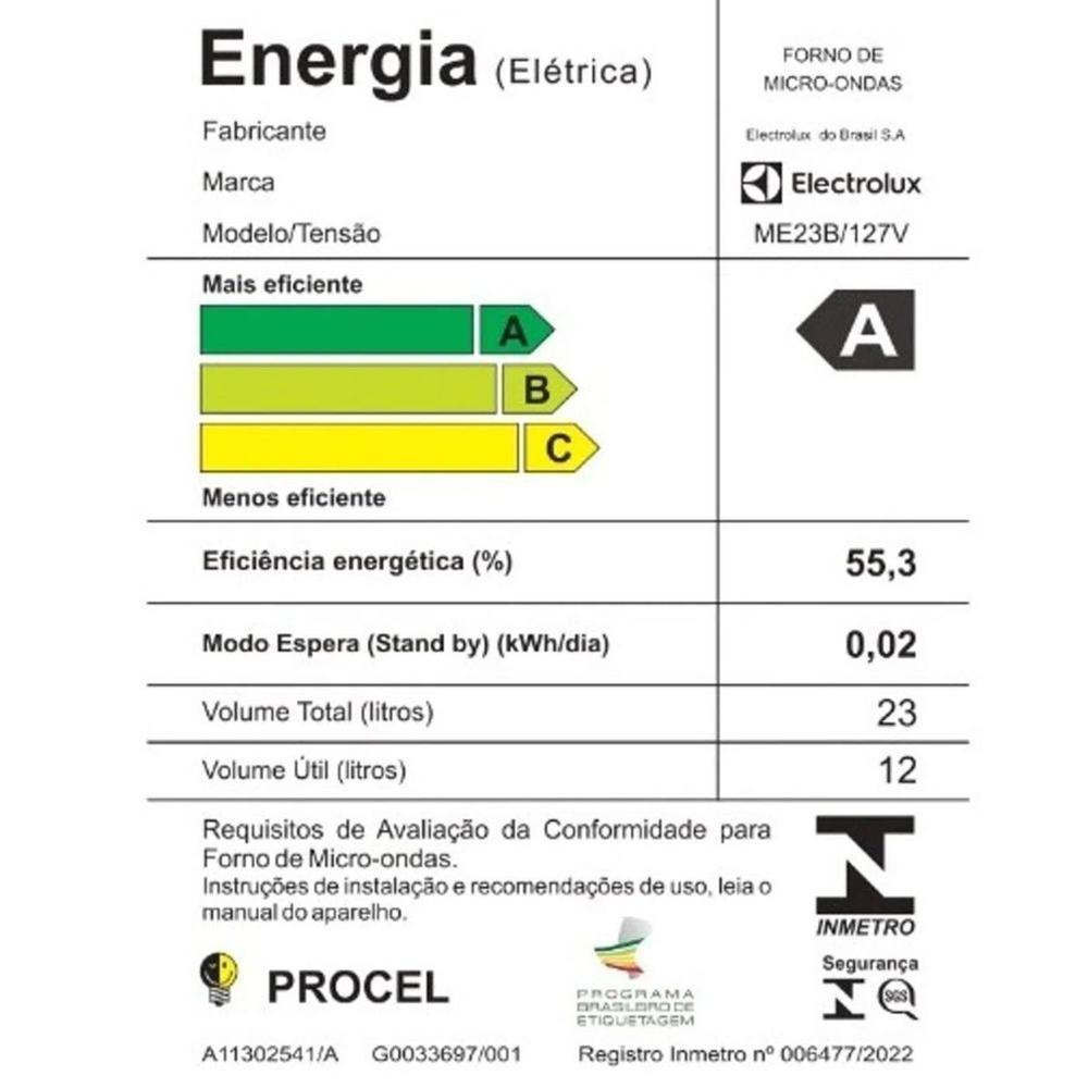 Micro-ondas Electrolux 23L Branco Efficient ME23B — imagem 2 de 2