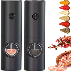 Moedor Elétrico de Sal e Pimenta com Ajuste de Granulagem para Cozinha