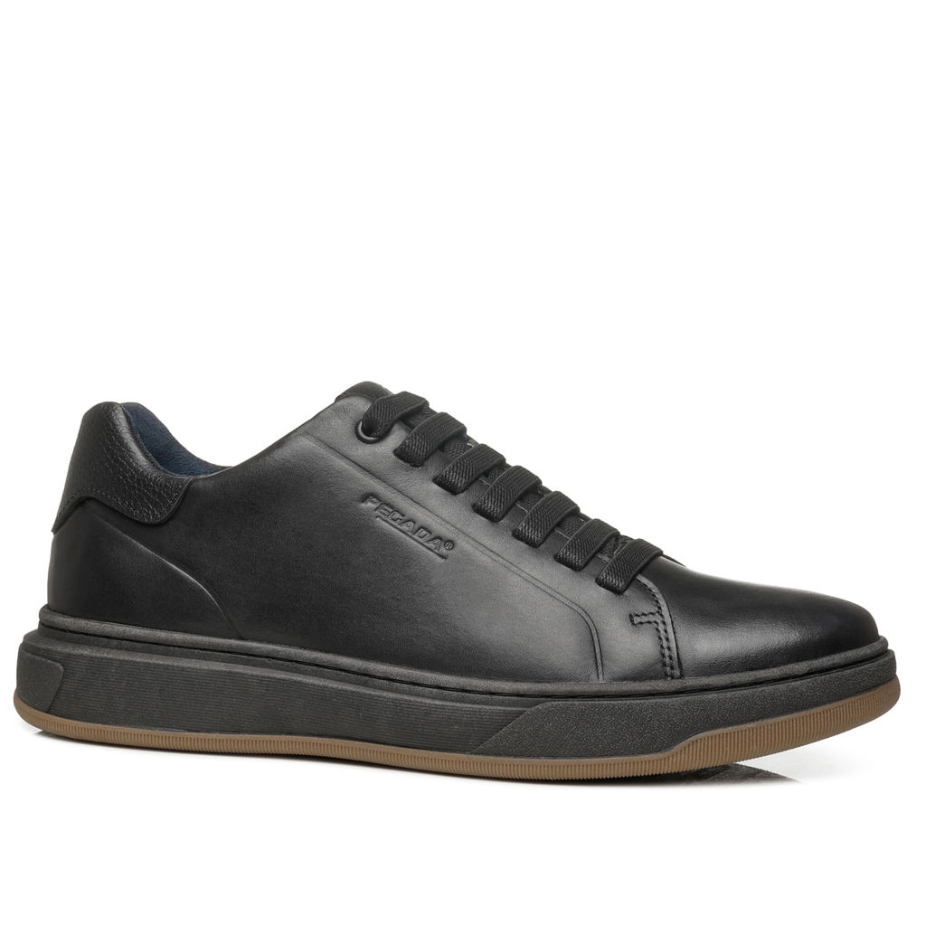 Tênis Casual Pegada Masculino em Couro Preto 111702-11