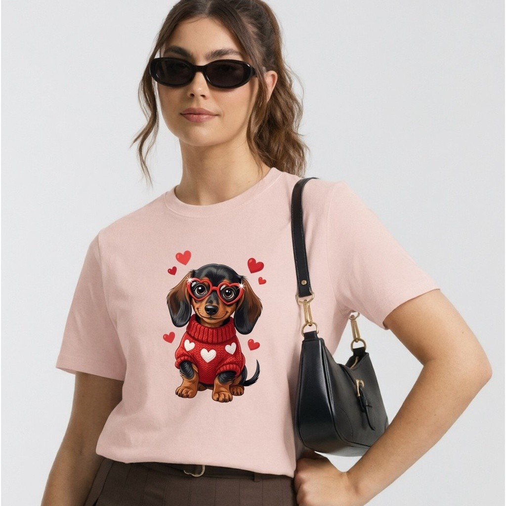 T SHIRT CAMISETA 100% ALGODÃO FEMININA PREMIUM ESTAMPADA ESTILOSA CACHORRO CORAÇÃO LOVE