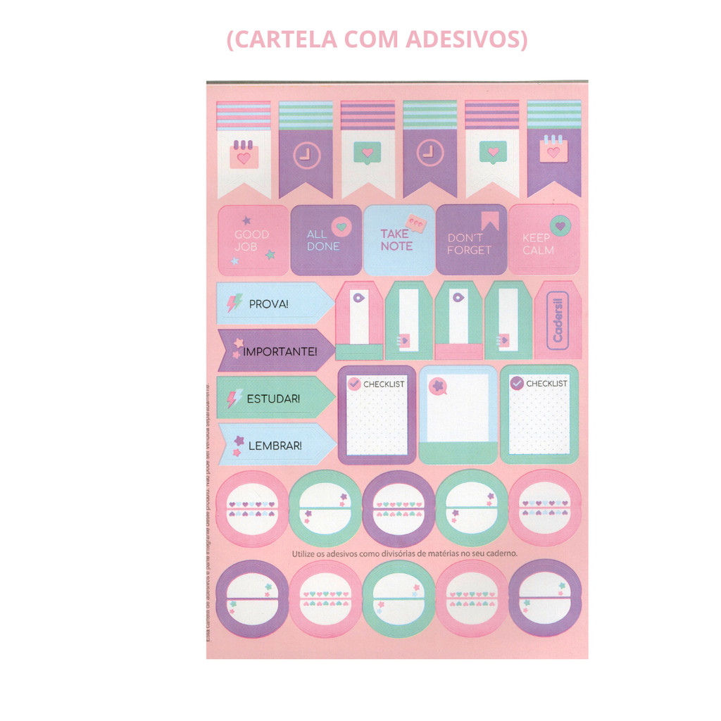 Kit 2 Cadernos Colegial 10 Matérias 160 Folhas Cute Cat - CADERSIL · foto 2