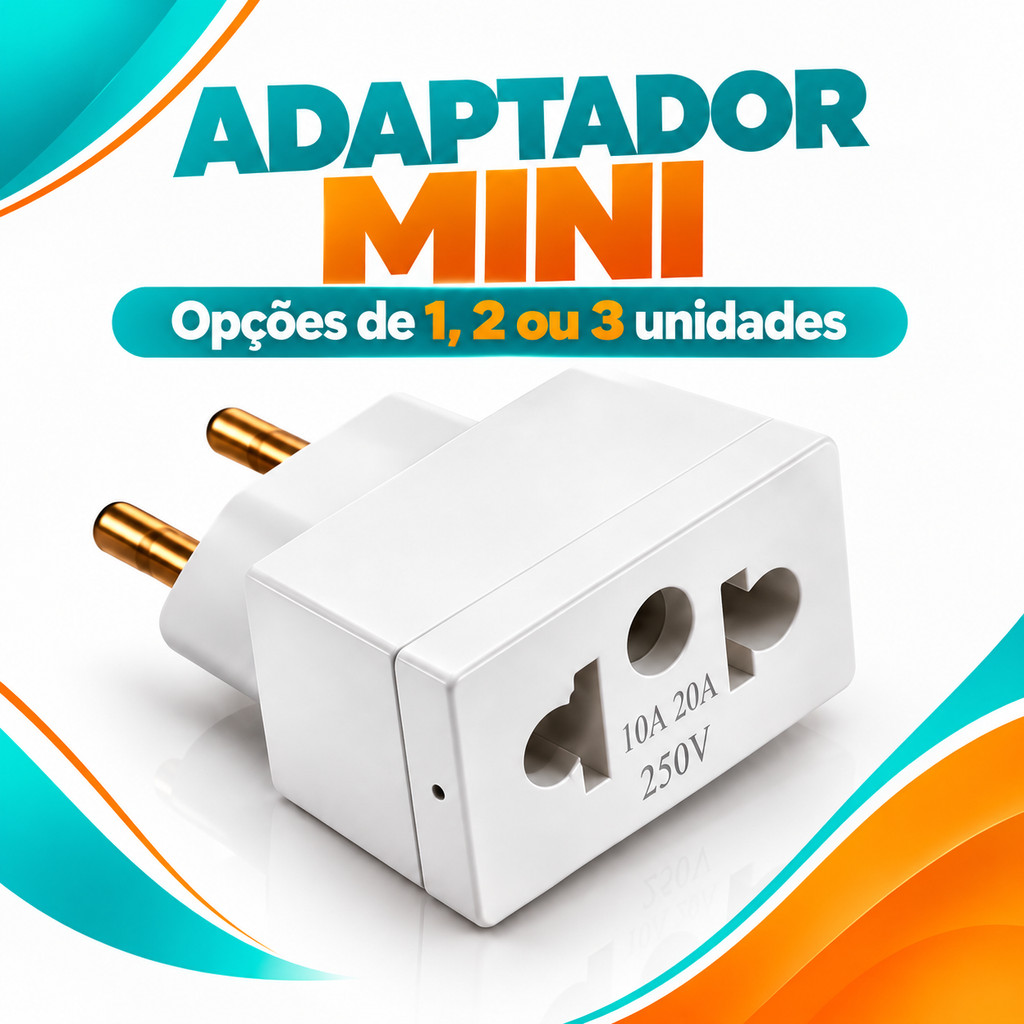 Adaptador Mini Branco Entrada 10A e 20A - Compacto Kit de 1 a 3 Peças