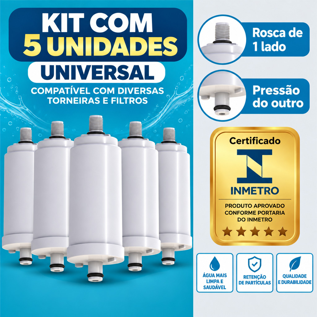 Refil Vela Filtro Substituição Para Universal Pró Saúde Carvão Ativado Kit 5 Refis