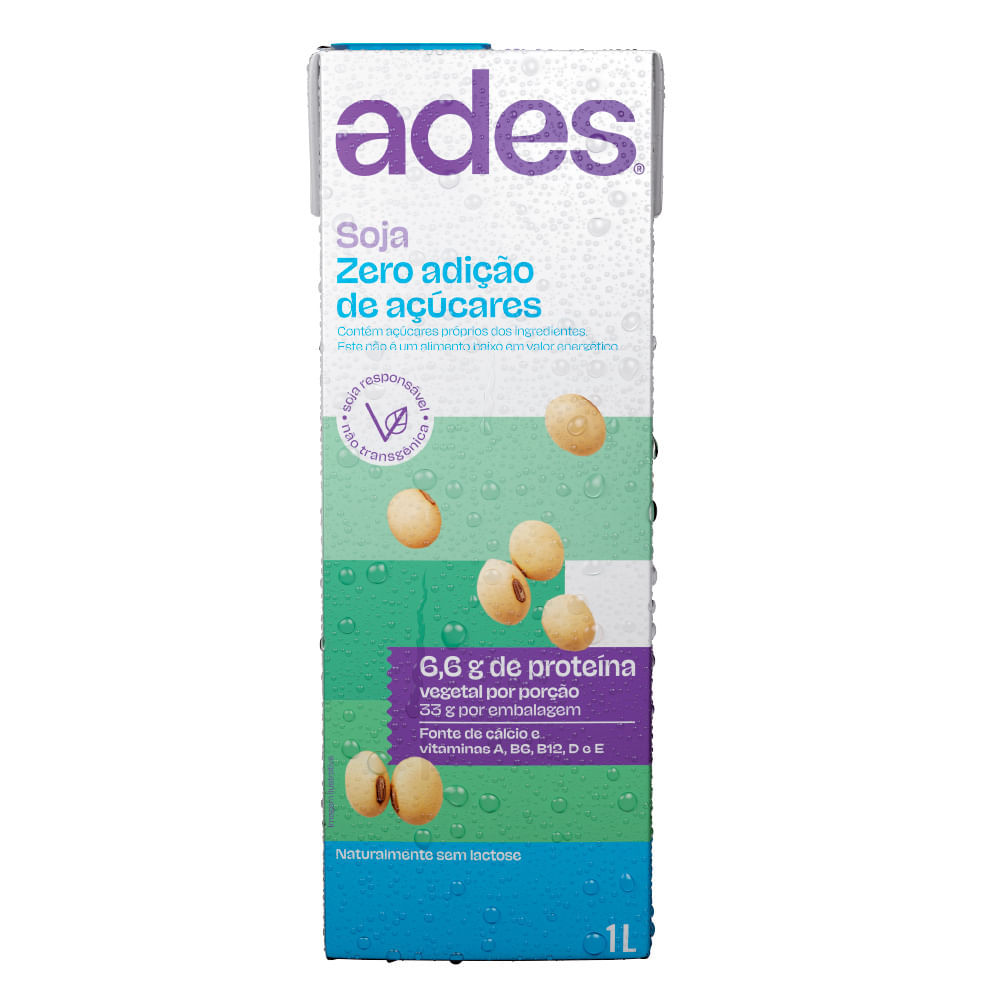 Bebida Vegetal Ades Soja Zero Adição de Açúcares 1 Litro