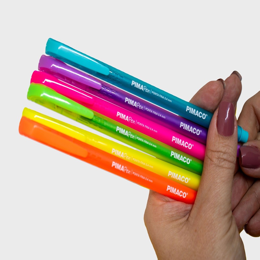 Caneta hidrográfica Pima Pen Neon 6 cores Pimaco · foto 2