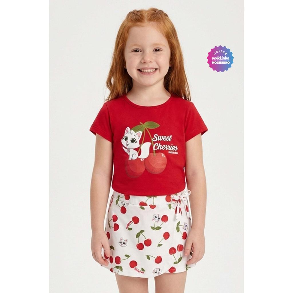 Conjunto Infantil Menina Fofinha Cerejas Elian Vermelho