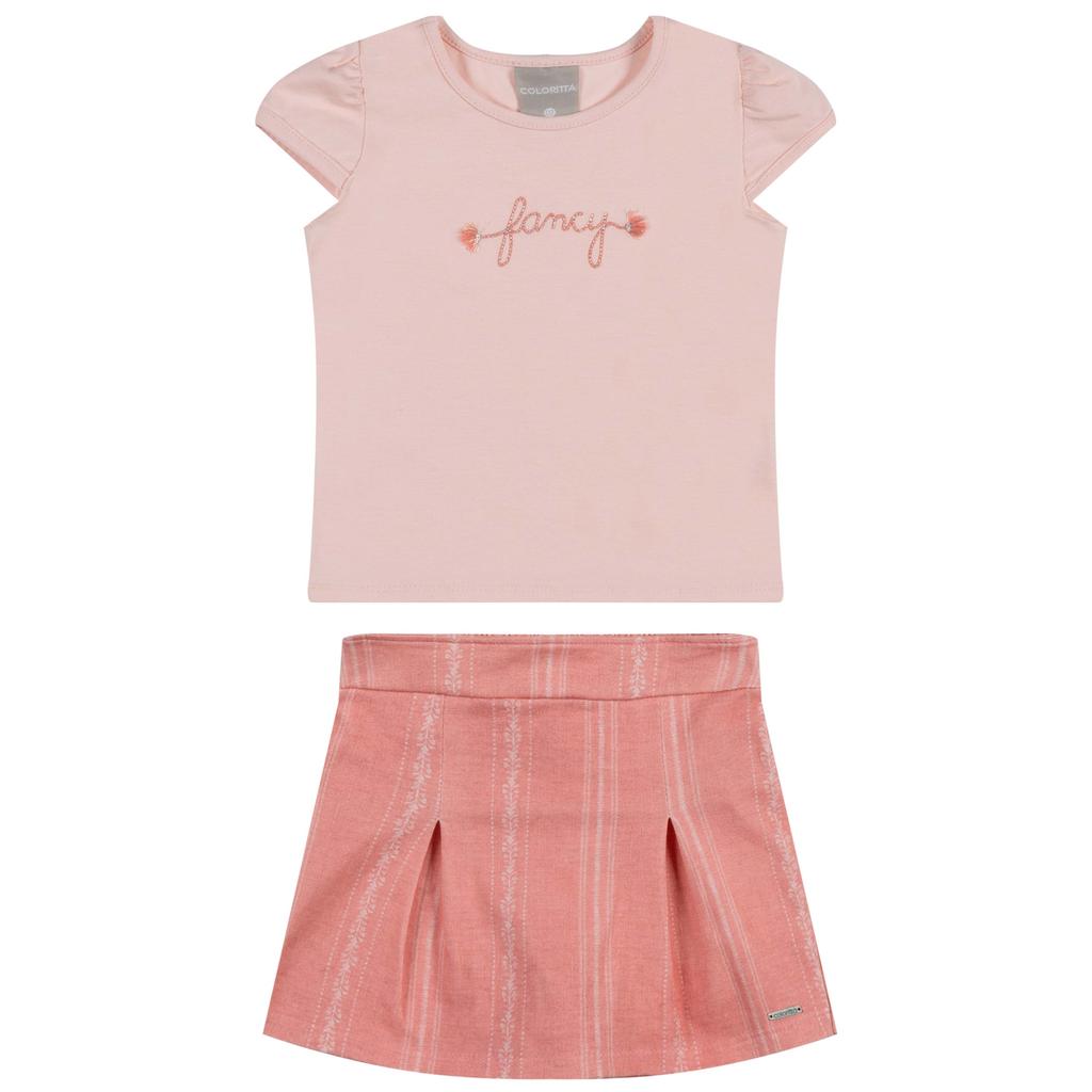 Conjunto Infantil Menina Bordado Fancy Colorittá Rosa