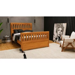 Cama Turin 90 Madeira Maciça Marrom/Mogno Mel Solteiro