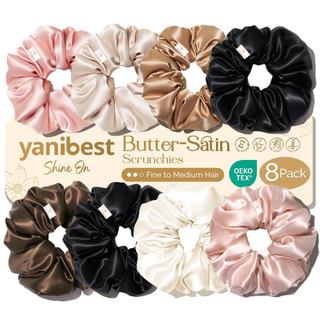 ACI6 Yanibest 8 Pçs Scrunchies de Cetim - Scrunchies com Toque de Seda para Prender Rabo de Cavalo