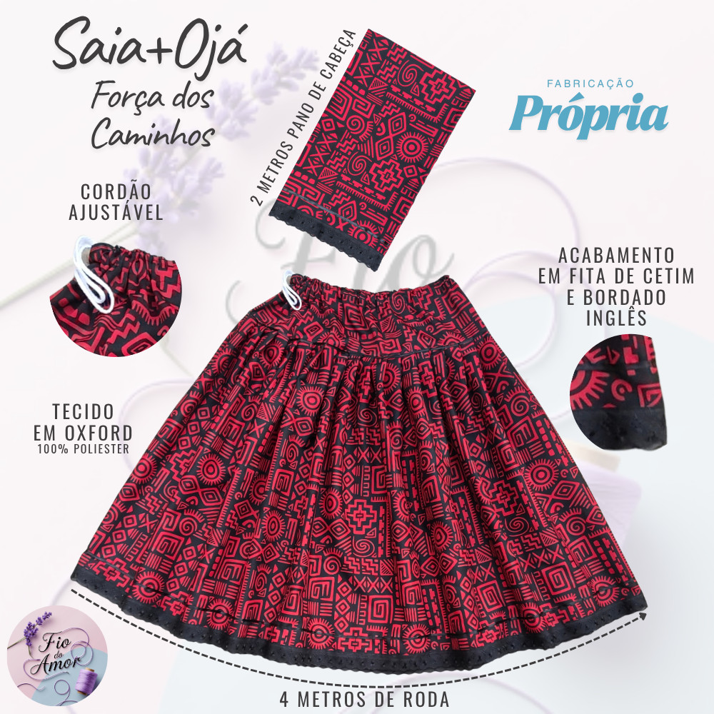 Conjunto Afro Várias Cores — Saia Rodada 4mt de Roda + Ojá Pano de Cabeça combinando, estampa africana tradicional, indi