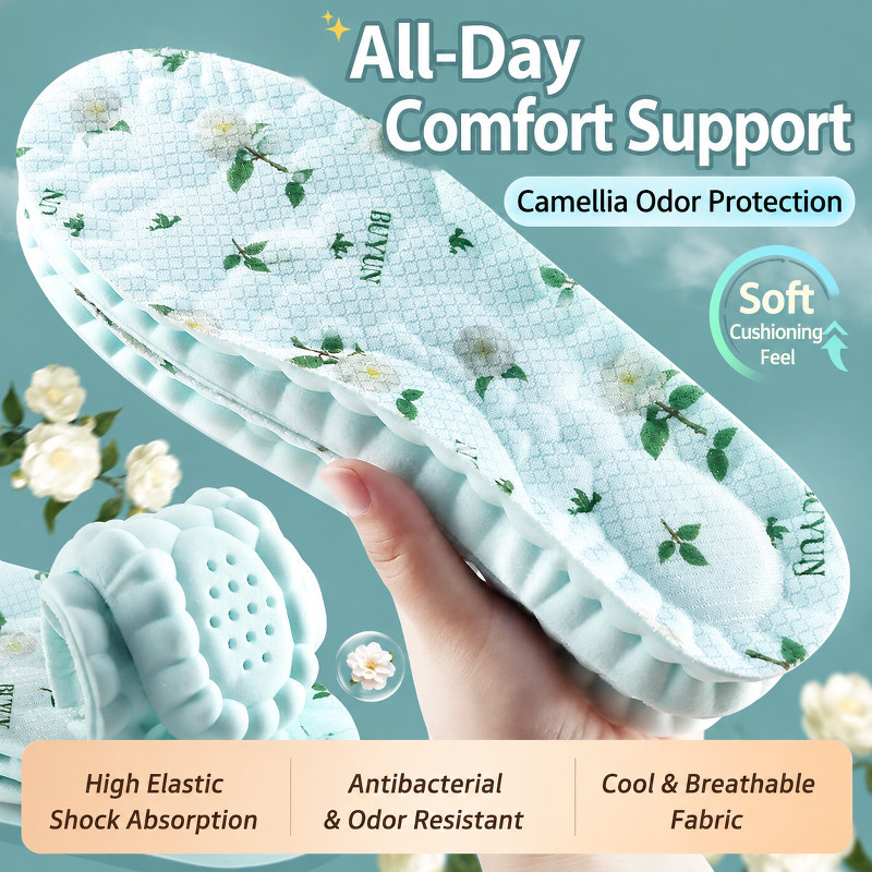 [Uso Diário]✨COD✨ Deodorizing & Antibacterial Shoe Insoles| Palmilhas Com Camélia/Eliminar Mau Cheiro/Pés Secos e Confor