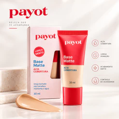 Base Líquida Matte Payot 30ml Alta Cobertura, Longa Duração e Controle da Oleosidade
