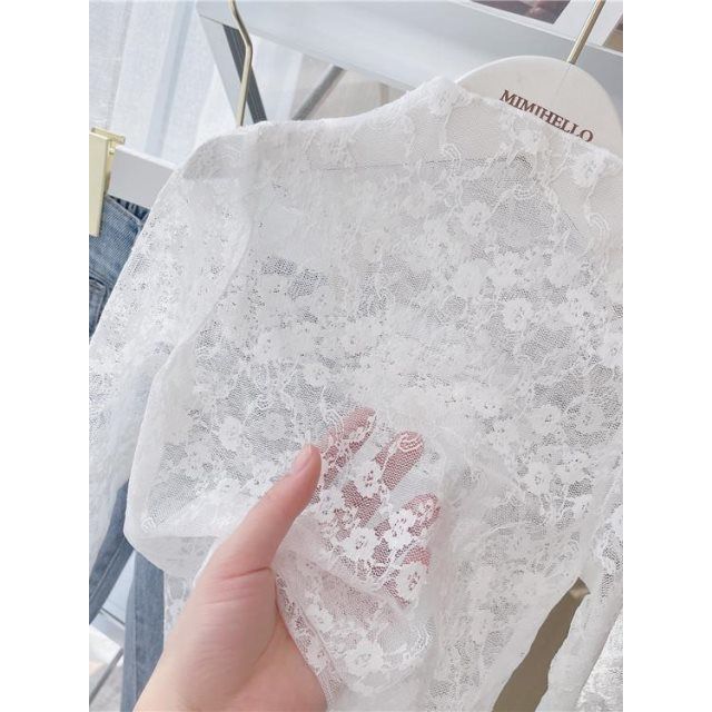 Meninas rendas camisa de fundo primavera verão manga comprida camiseta 2022 novo estilo crianças moda meninas branco jog