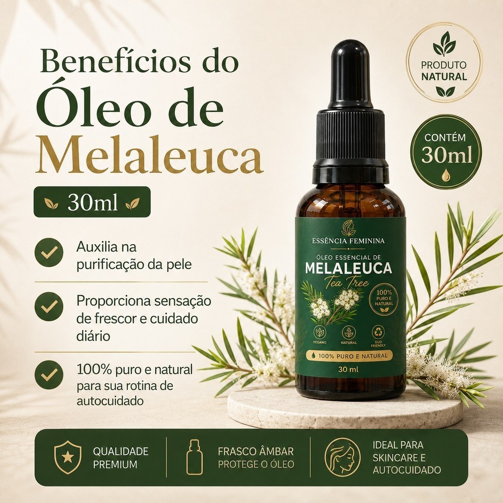 Óleo essencial de melaleuca tea tree 30ml micose, cuidados intimos