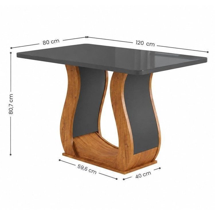 Conjunto Sala de Jantar Mesa 120x80cm Tampo com Vidro 4 Cadeiras Inspirare Yescasa Cinza/Mel Mel/Cinza · foto 2