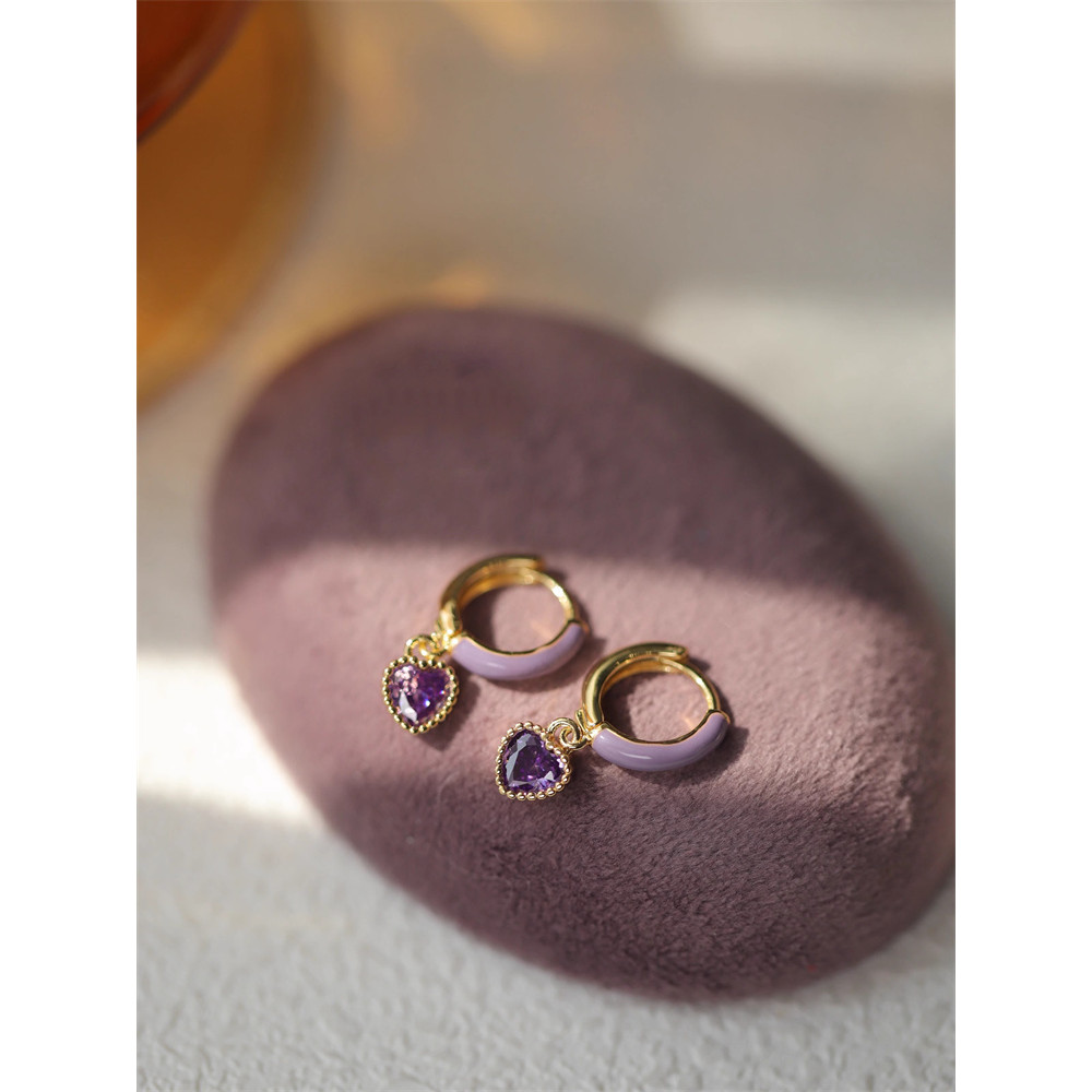 Moda luz luxo diamante-cravejado roxo zircão brincos requintado estilo legal brincos High-End nicho Design brincos novo 